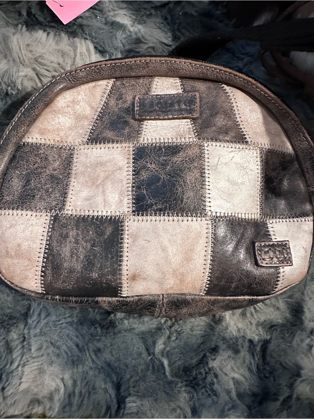 Bed Stu Patchwork Leather Crossbody Bag in Black and Cream